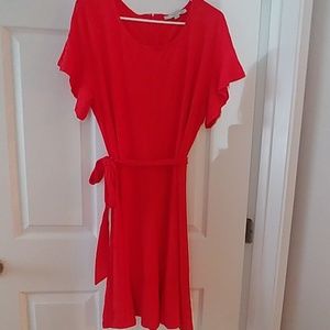 LOFT Dresses - Red ruffle sleeve and bottom dress LOFT Dresses - Red ruffle sleeve and bottom dress